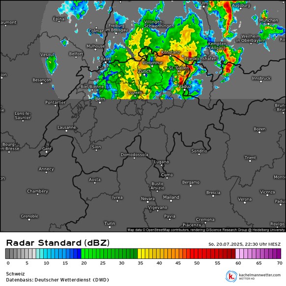 Niederschläge im Norden der Schweiz im Juli 2025.