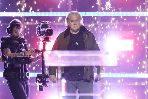Steve Bannon takes the stage during Turning Point USA's AmericaFest 2025, Friday, Dec. 19, 2025, in Phoenix. (AP Photo/Ross D. Franklin)
Arizona Turning Point Conference
