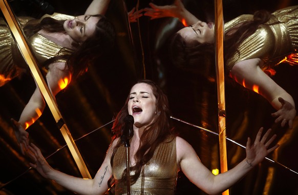 epa05951025 Lucie Jones of the United Kingdom performs her song &#039;Never give up on you&#039; during rehearsals for the First Semi Final of the 62nd annual Eurovision Song Contest (ESC) at the Inte ...