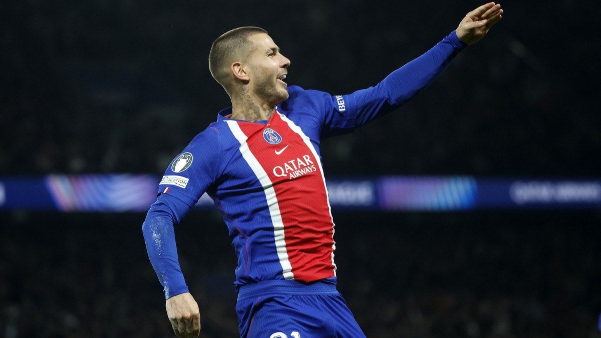 epa13318303 Lucas Hernandez of PSG celebrates his 2-1 goal during the UEFA Champions League phase match Paris Saint-Germain FC against FC Barcelona, in Paris, France, 20 October 2026. EPA/MOHAMMED BAD ...
