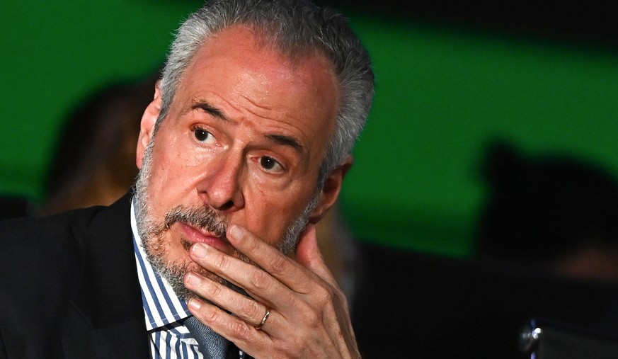 epa12454443 COP30 President Andre Correa do Lago participates in the closing session of the Pre-COP30 meeting at the International Convention Center in Brasilia, Brazil, 14 October 2025. EPA/Andre Bor ...