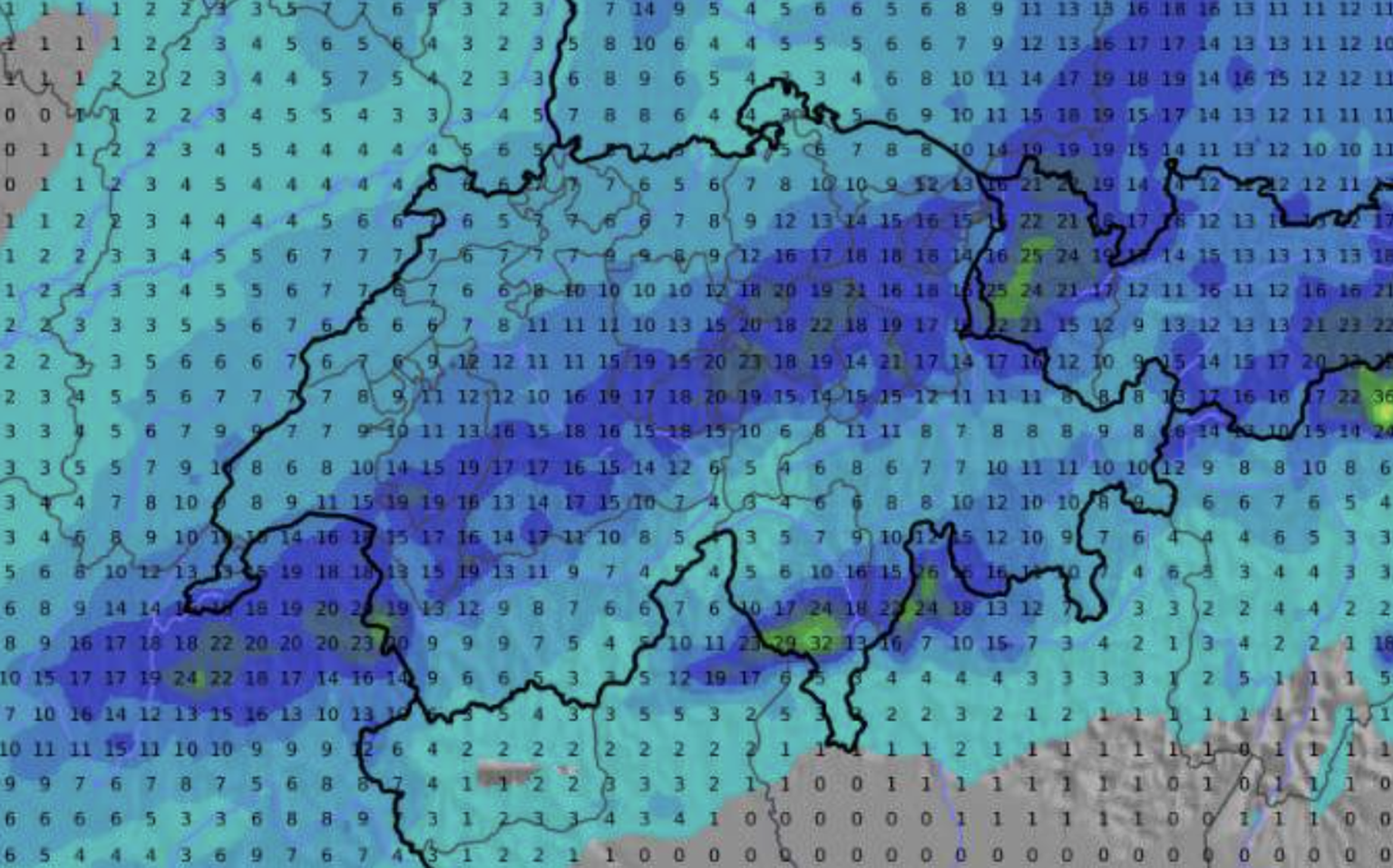 Wetter Schweiz: Niederschlag bis Dienstag-Nachmittag.