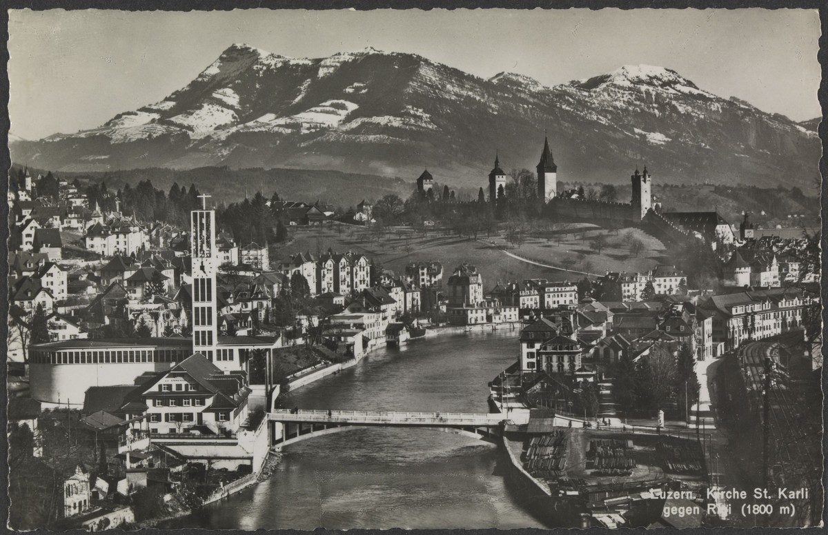 1930: Kirche St. Karli gegen Rigi.&nbsp;