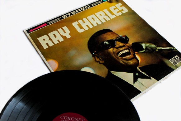 Miami, FL, USA: July 2021: Funk and soul, blues and jazz artist, Ray Charles music album on vinyl record LP disc. Self titled, album cover