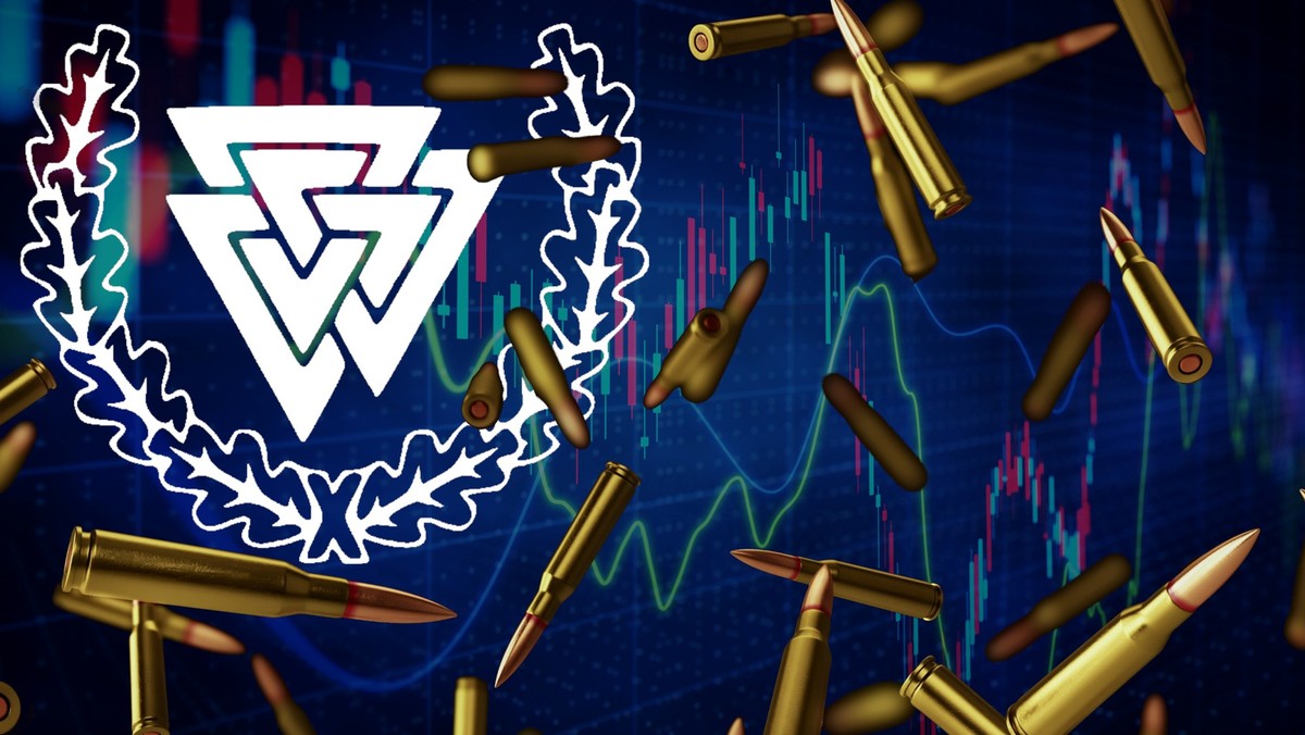 Stock trading chart on a dark background.