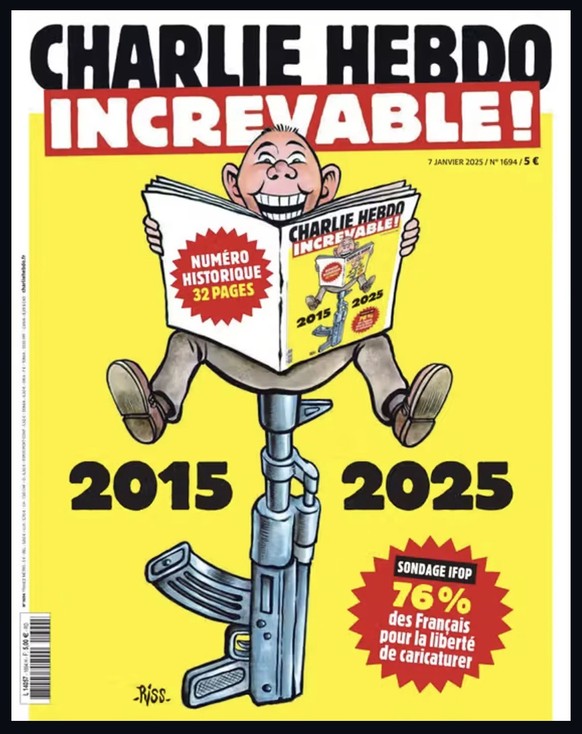 &quot;Nicht tot zu kriegen&quot;: Die Sonderausgabe des französischen Satiremagazins Charlie Hebdo erschient am Dienstag, 7. Januar 2025