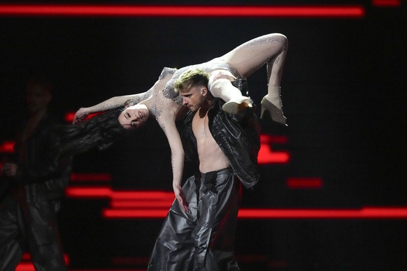 Sarah Bonnici of Malta performs the song Loop during the dress rehearsal for the second semi-final at the Eurovision Song Contest in Malmo, Sweden, Wednesday, May 8, 2024. (AP Photo/Martin Meissner)
S ...