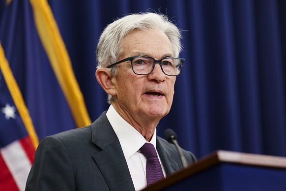 epa12273602 US Federal Reserve Board Chairman Jerome Powell speaks during a news conference at the Federal Reserve, Washington, DC, USA, 30 July 2025. The Federal Open Market Committee kept the benchm ...
