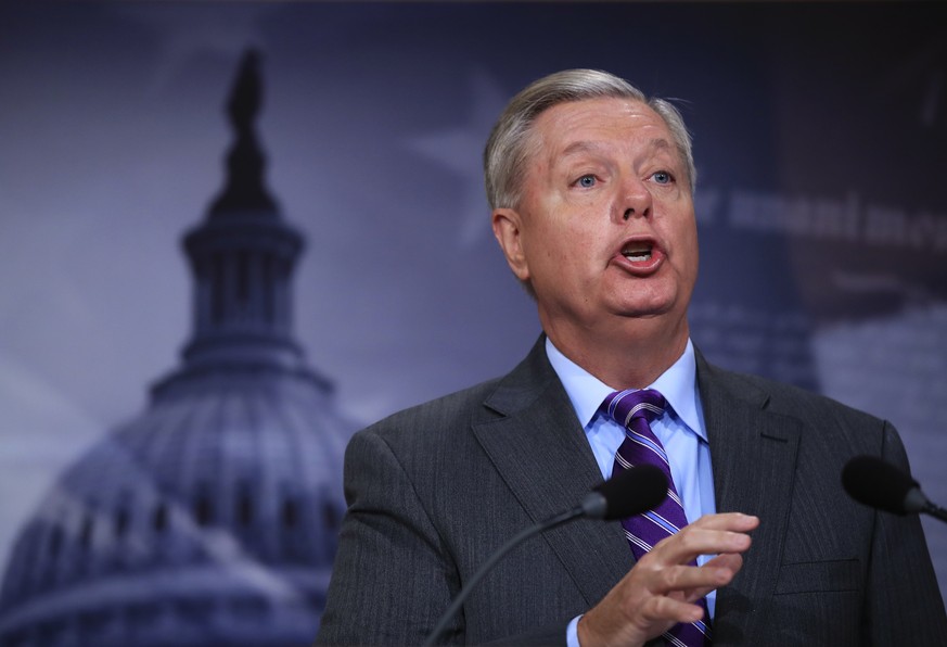 FILE - In this Nov. 1, 2017 file photo, Sen. Lindsey Graham, R-S.C., speaks on Capitol Hill in Washington. Graham’s shift from Never Trump to Team Trump has confused colleagues and caused double-takes ...