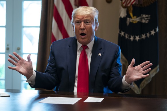 President Donald Trump speaks during a meeting with energy sector business leaders in the Cabinet Room of the White House, Friday, April 3, 2020, in Washington. (AP Photo/Evan Vucci)
Donald Trump