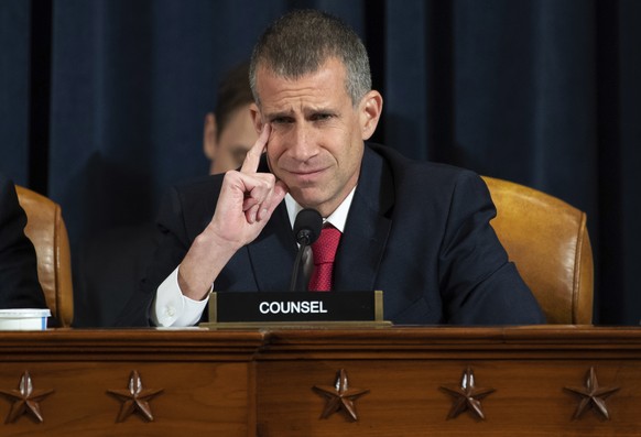 Republican staff attorney Steve Castor questions top U.S. diplomat in Ukraine William Taylor, and career Foreign Service officer George Kent, at a House Intelligence Committee hearing on Capitol Hill  ...