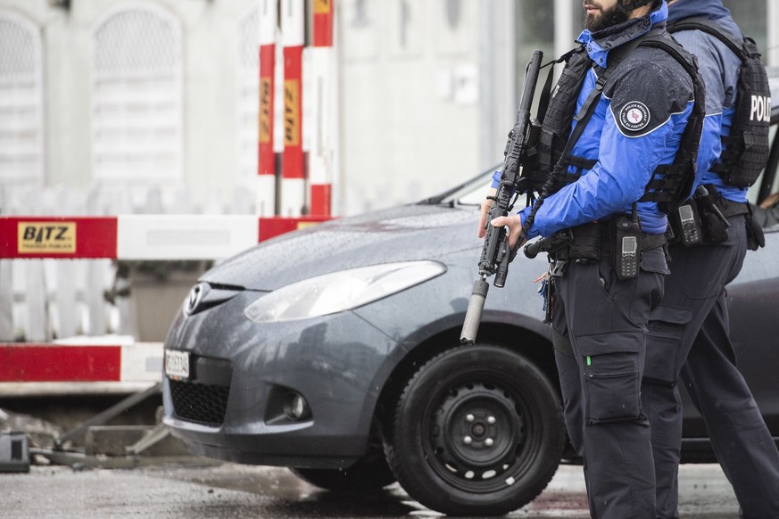 Road closed by police after shooting, in Sion, Switzerland, Monday, December 11, 2023. According to the police of the canton of Valais. An individual fired several shots in Sion on Monday morning, at  ...