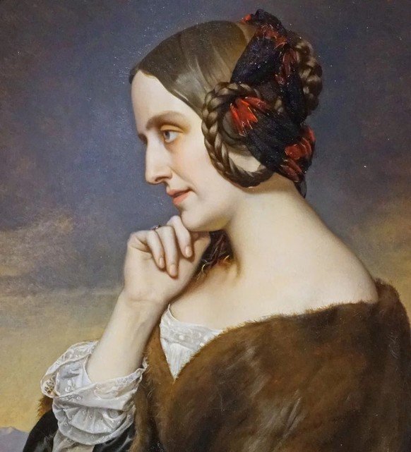 Gräfin Marie d'Agoult, gemalt von Henri Lehmann, 1843.
https://commons.wikimedia.org/wiki/File:Henri_Lehmann_-_Portrait_de_Marie_de_Flavigny,_comtesse_d%27Agoult_(1805-1876),_%C3%A9crivain_(sous_ ...