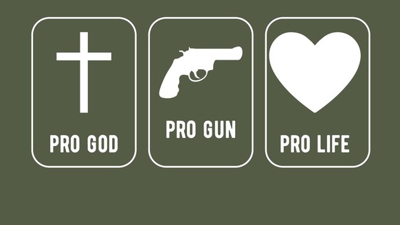 «pro god – pro gun – pro life»: Ein T-Shirt-Motiv bringt es auf den Punkt.
