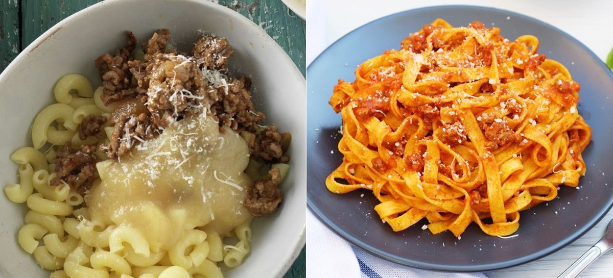 ghackets mit hörnli tagliatelle con ragu