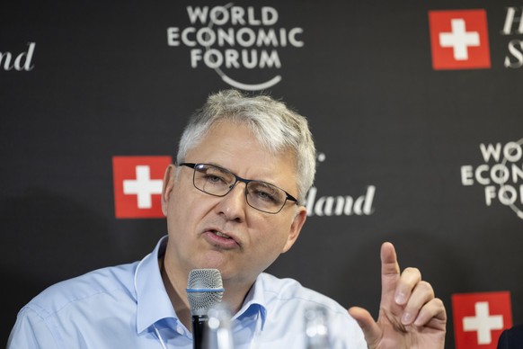 epa12663152 Chairman of the Board of Directors of the Roche Group Severin Schwan speaks during a panel session on the global pharmaceutical value chain in the new world order in the House of Switzerla ...