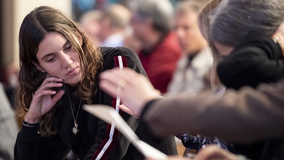 Das Model Tamy Glauser anlaesslich der Nominationsversammlung zu den Nationalratswahlen der Gruene Kanton Zuerich am Dienstag, 21. Mai 2019 in Zuerich. (KEYSTONE/Ennio Leanza)