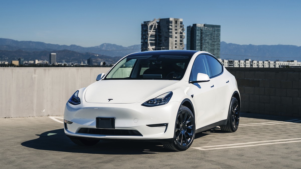 This photo provided by Edmunds shows the 2023 Tesla Model Y. It's become the best-selling EV in the United States thanks to its versatility, sporty performance and quick charging capability. (Rya ...