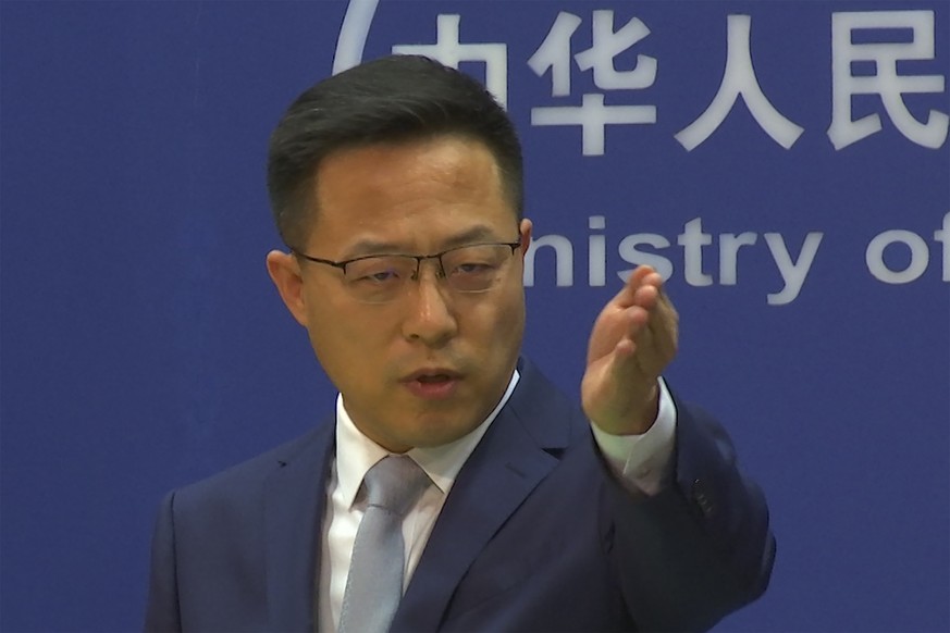 Chinese Foreign Ministry spokesperson Zhao Lijian responds during the daily media presser in Beijing, China, Friday, Nov. 19, 2021. China&#039;s Foreign Ministry on Friday stuck to its line that it wa ...