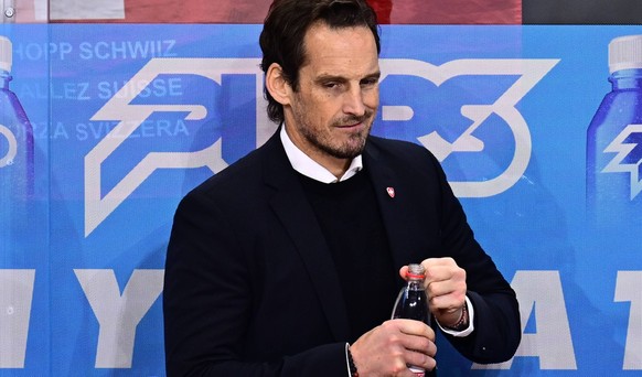 Switzerland s head coach Patrick Fischer during the IIHF Ice hockey, Eishockey World Championship, WM, Weltmeisterschaft semi final match between Switzerland and Denmark at Avicii Arena in Stockholm,  ...