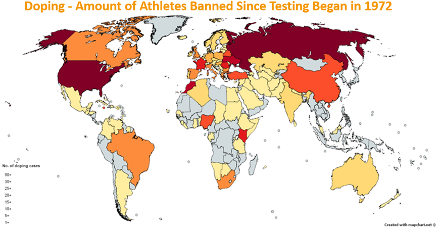 Dopingfälle nach Staaten