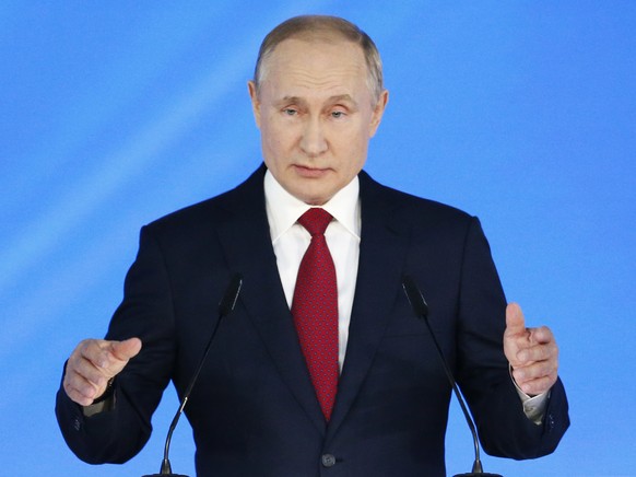 Russian President Vladimir Putin addresses the State Council in Moscow, Russia, Wednesday, Jan. 15, 2020. (AP Photo/Alexander Zemlianichenko )
Vladimir Putin