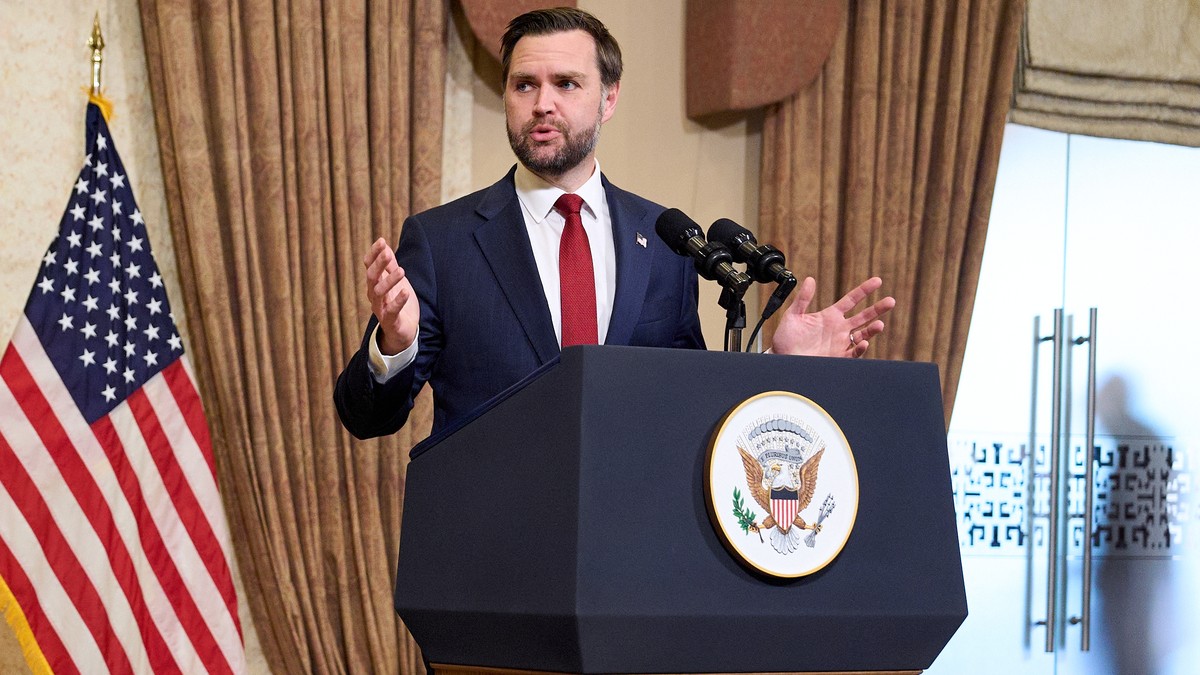 Vice President JD Vance speaks during a news conference after meeting with representatives from Pakistan and Iran, Sunday, April 12, 2026, in Islamabad. (AP Photo/Jacquelyn Martin, Pool)
Pakistan US I ...