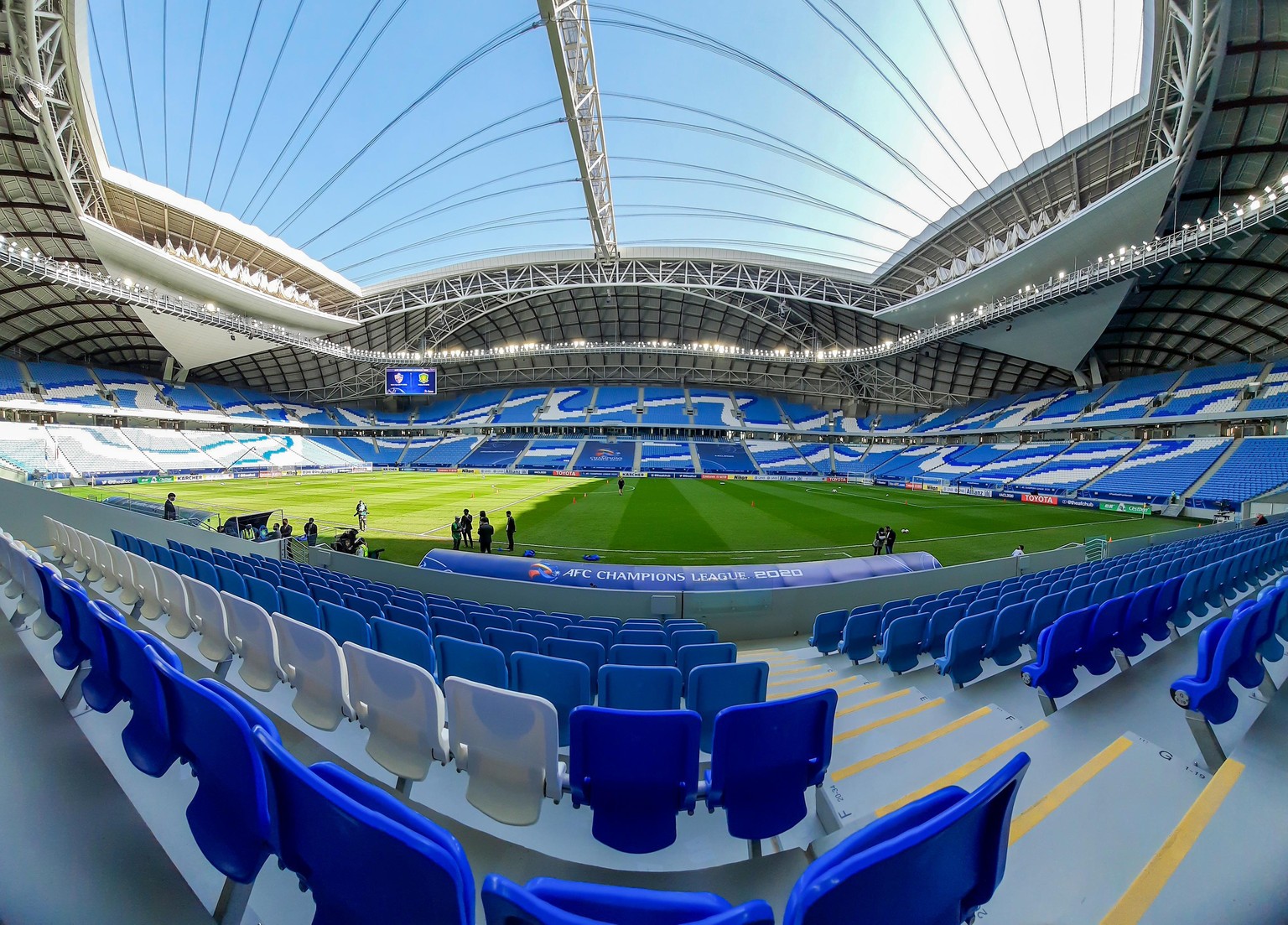 Al Wakrah, Qatar - December 2020: Al Janoub Stadium, is a football stadium in Al-Wakrah. This is the second among the eight stadiums for the 2022 FIFA World Cup. The inside view of the stadium.