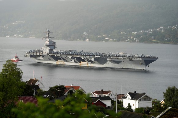 FILE - The American aircraft carrier USS Gerald R. Ford, on its way into the Oslofjord, at Drobak in Norway, Sept. 12, 2025. (Lise Aaserud/NTB Scanpix via AP, File)
Trump Cartels Aircraft Carrier