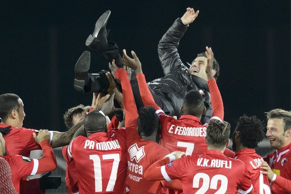 Grenzenloser Jubel beim FC Sion nach dem 0:0 gegen Liverpool.&nbsp;