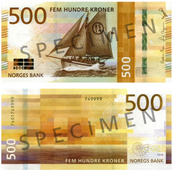 500-Kronen-Note aus Norwegen.