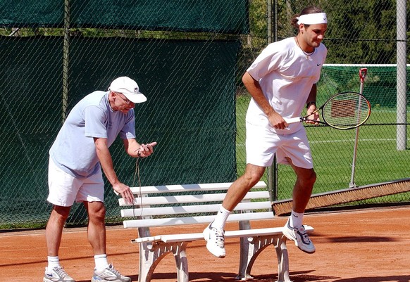 Federer mit Konditionstrainer Pierre Paganini (Archiv).