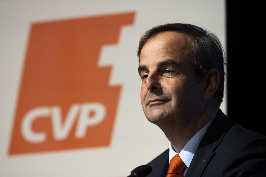 Gerhard Pfister, Parteipraesident und Nationalrat (Zug), aufgenommen an der Delegiertenversammlung der CVP Schweiz, am Samstag, 15. Februar 2020, in Frauenfeld. (KEYSTONE/Gian Ehrenzeller)