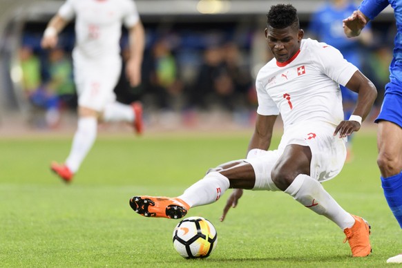 Switzerland&#039;s forward Breel Embolo controls the ball during an international friendly soccer match between Greece and Switzerland at the Olympic stadium, in Athens, Greece, Friday, March 23, 2018 ...