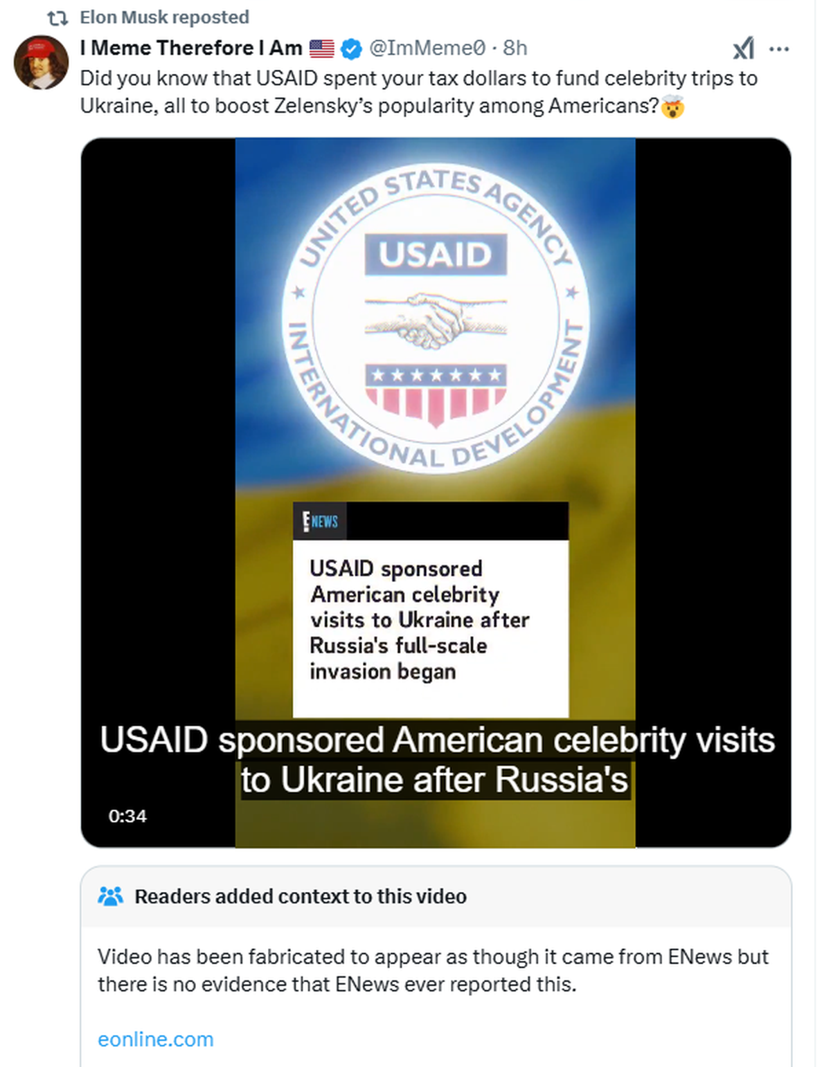 Une fake news relayée par Elon Musk sur l'Ukraine