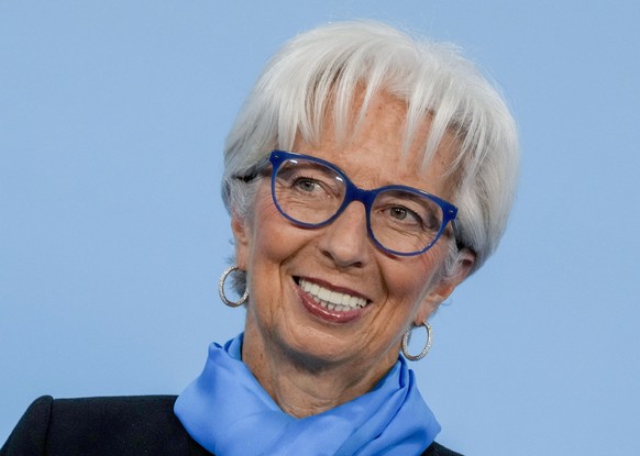 FILE - President of European Central Bank Christine Lagarde speaks during a press conference following the meeting of the governing council in Frankfurt, Oct. 28, 2021. The European Central Bank&#039; ...