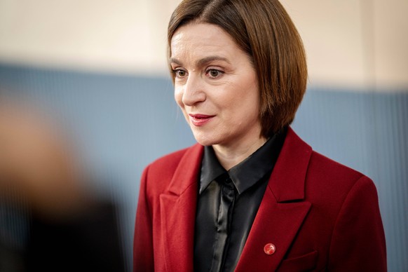 Moldova's president, Maia Sandu, arrives for an informal political and strategic dialogue at Bella Center during the European Political Community (EPC) in Copenhagen, Denmark, Thursday, Oct. 2, 2 ...