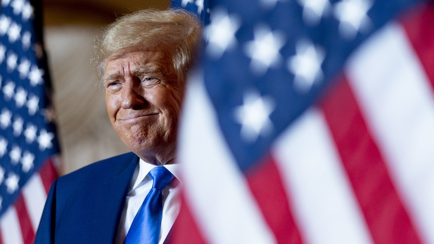 Former President Donald Trump takes the stage to speak at Mar-a-lago on Election Day, Tuesday, Nov. 8, 2022, in Palm Beach, Fla. (AP Photo/Andrew Harnik)
Donald Trump