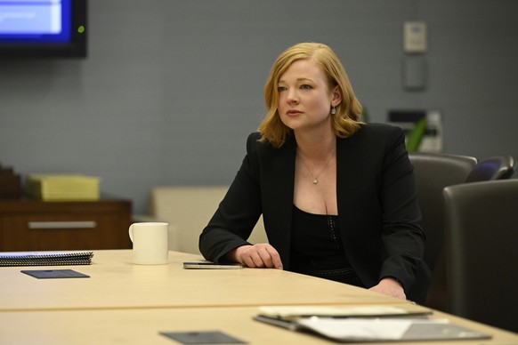 This image released by HBO shows Sarah Snook in a scene from &quot;Succession&quot; (HBO via AP)