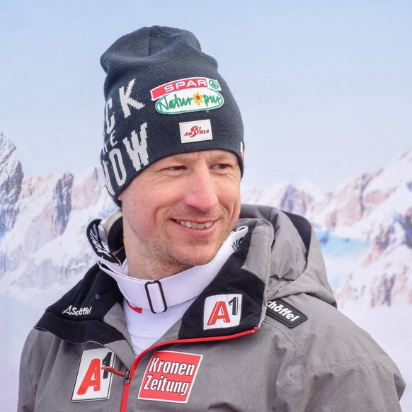 24.01.2019, Streif, Kitzbuehel, AUT, FIS Weltcup Ski Alpin, Abfahrt, Herren, 2. Training, im Bild Hannes Reichelt (AUT) // Hannes Reichelt of Austria reacts after his 2nd training run for the men s Do ...