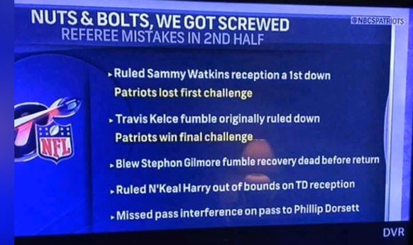 Bei fünf Entscheidungen fühlten sich die Patriots-Fans benachteiligt.