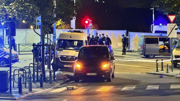 The police cordoned off an area where a shooting took place in the center of Brussels on Monday, October 1.  August 16, 2023. Belgian police say two people were killed in the center of Brussels after several shots were fired.  ...