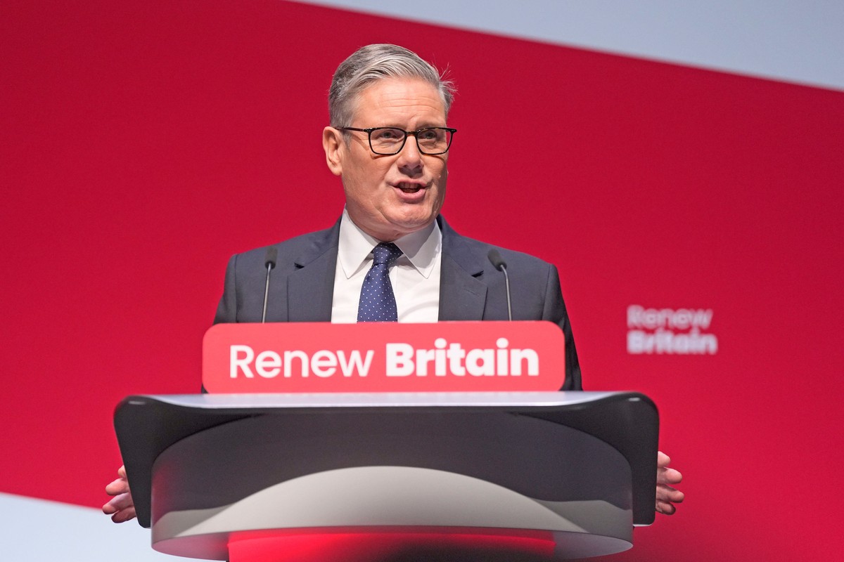 Britain's Prime Minister Keir Starmer speaks during the Labour Party Conference in Liverpool, England, Sunday Sept. 28, 2025. (Danny Lawson/PA via AP)
Britain Labour Party Conference