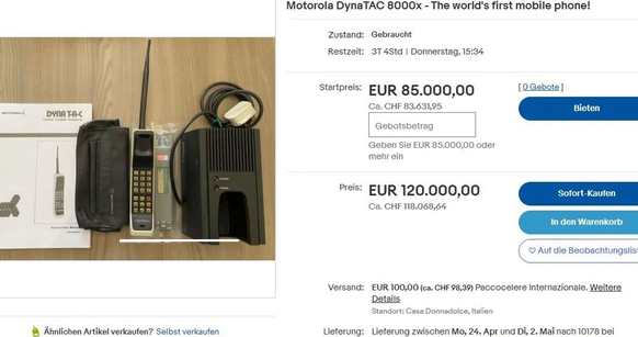Rarity hunters go wild for the Motorola DynaTAC 8000x.  But also wild enough to spend (at least) 85,000 euros on it?