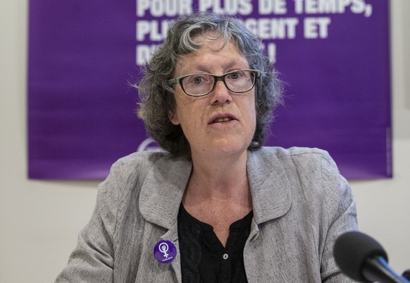 Barbara Spalinger, Vizepraesidentin SEV, spricht waehrend einer Medienkonferenz, am Montag 20. Mai 2019, in Bern. (KEYSTONE/Peter Klaunzer)