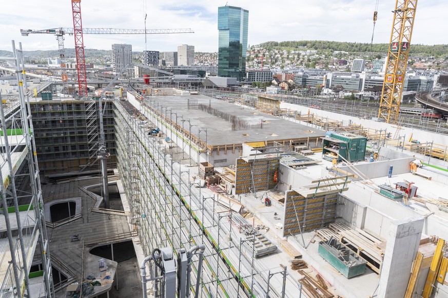 Blick auf die Baustelle des Polizei- und Justizzentrums Zuerich (PJZ) anlaesslich einer Baustellenfuehrung, aufgenommen am Mittwoch, 24. April 2019 in Zuerich. (KEYSTONE/Ennio Leanza)