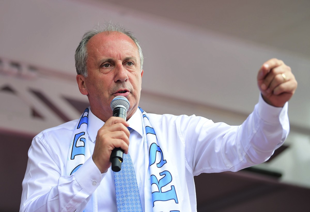Muharrem Ince, the presidential candidate of Turkey's main opposition Republican People's Party, delivers a speech at a rally, in Tunceli, Turkey, Sunday, June 17, 2018. Ince is seen as a st ...