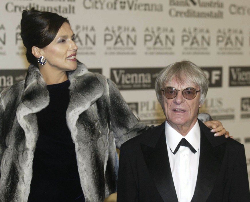 Formular One car supremo Bernie Ecclestone and his wife Slavica arrive for the World Awards Gala at the Hofburg castle in Vienna, Austria on Saturday Nov. 2, 2002 where he will be honoured with the Bu ...