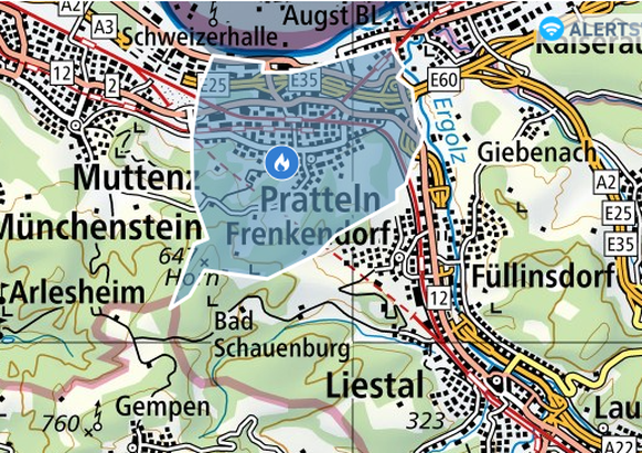 Für diese Region gilt die Warnung von Alertswiss.