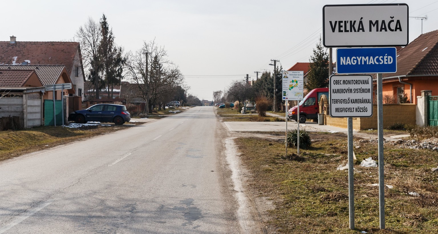 epa06566870 The main road of Vellka Maca, a small town east of the capital Bratislava, Slovakia, 26 February 2018. Slovak journalist Jan Kuciak was found shot dead together with his girlfriend Martina ...